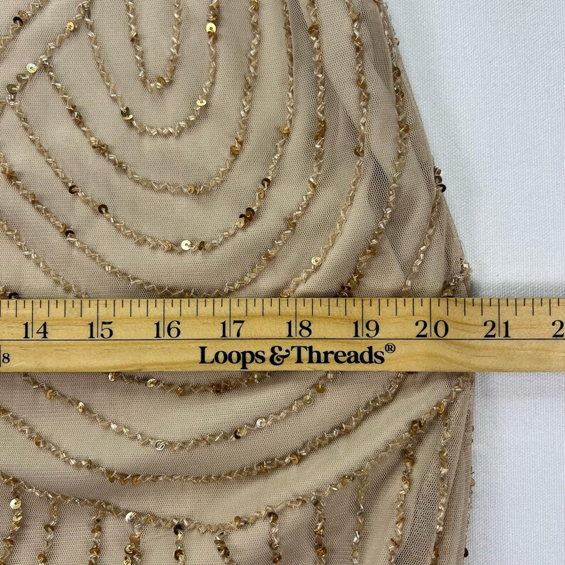 Adrianna Papell Beaded Art Deco Gown Size 10 Blush Pink Formal Dress Gatsby Wedding Guest Evening Dress Rose Gold Sequin Blouson Dress Maxi image 19