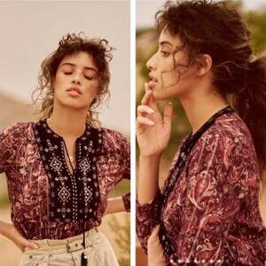 Anthropologie Glenda Blusa da contadina in pizzo 1X Top boho con nappe e stampa paisley, stile romantico e fluente, taglie forti, stile Anthro, regalo per lei, top autunnale Whimsigoth immagine 20