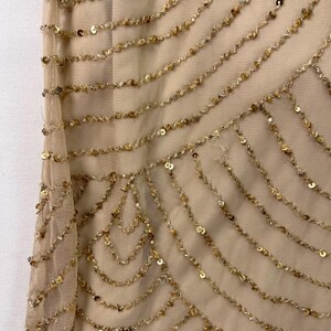 Adrianna Papell Beaded Art Deco Gown Size 10 Blush Pink Formal Dress Gatsby Wedding Guest Evening Dress Rose Gold Sequin Blouson Dress Maxi image 13