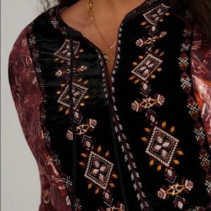 Anthropologie Glenda Blusa da contadina in pizzo 1X Top boho con nappe e stampa paisley, stile romantico e fluente, taglie forti, stile Anthro, regalo per lei, top autunnale Whimsigoth immagine 18