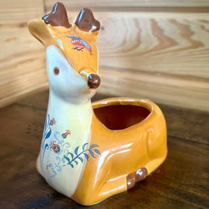 Ceramic Deer Planter Woodland Animal Succulent Pot Cottagecore Decor Ring Holder Small Vanity Dish Forestcore Gift Nature Shelf Decor Small