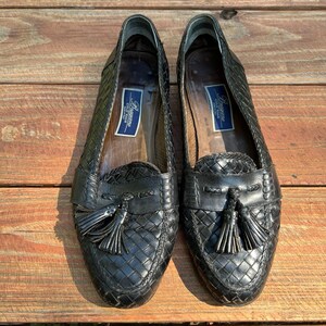 VTG Mens Black Leather Tassel Loafers 9.5 Dress Slip On Shoes Academia Retro 90s 90s Tassel Loafers - Etsy main image 2