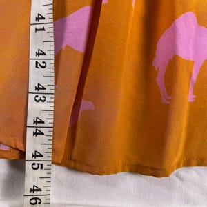 Anthropologie Silk Midi Dress 0 Charlotte Taylor Camel Print Orange Pink Novelty Dress Fit Flare Sleeveless Statement Dress Gift for Her image 15