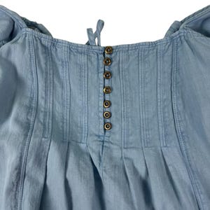 Pilcro Chambray Cotton Linen Midi S Flutter Sleeve Coastal Boho Sundress Anthropologie Summer Dress Cottagecore Vacation Outfit Gift For Her image 5