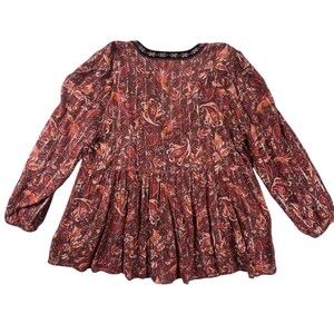 Anthropologie Glenda Blusa da contadina in pizzo 1X Top boho con nappe e stampa paisley, stile romantico e fluente, taglie forti, stile Anthro, regalo per lei, top autunnale Whimsigoth immagine 5