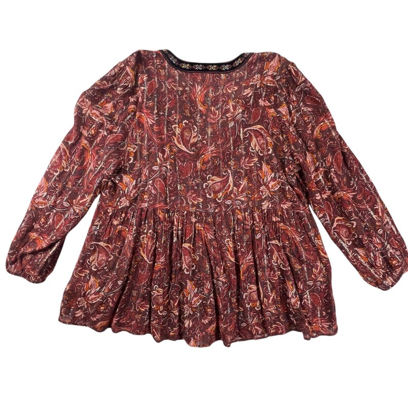 Anthropologie Glenda Blusa da contadina in pizzo 1X Top boho con nappe e stampa paisley, stile romantico e fluente, taglie forti, stile Anthro, regalo per lei, top autunnale Whimsigoth immagine 5