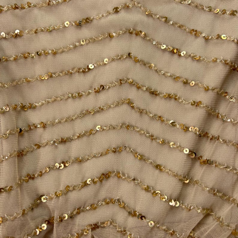 Adrianna Papell Beaded Art Deco Gown Size 10 Blush Pink Formal Dress Gatsby Wedding Guest Evening Dress Rose Gold Sequin Blouson Dress Maxi image 15