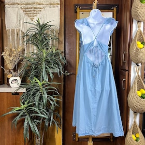 Pilcro Chambray Cotton Linen Midi S Flutter Sleeve Coastal Boho Sundress Anthropologie Summer Dress Cottagecore Vacation Outfit Gift For Her image 2