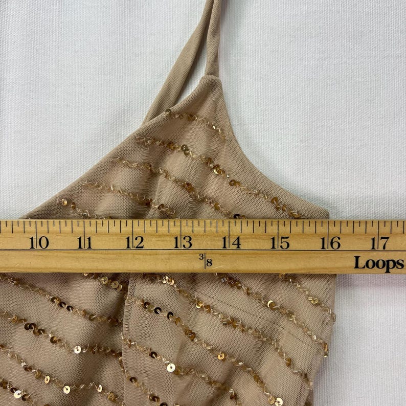 Adrianna Papell Beaded Art Deco Gown Size 10 Blush Pink Formal Dress Gatsby Wedding Guest Evening Dress Rose Gold Sequin Blouson Dress Maxi image 17