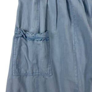 Pilcro Chambray Cotton Linen Midi S Flutter Sleeve Coastal Boho Sundress Anthropologie Summer Dress Cottagecore Vacation Outfit Gift For Her image 9