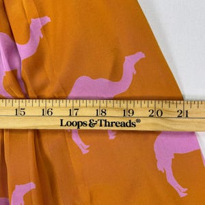 Anthropologie Silk Midi Dress 0 Charlotte Taylor Camel Print Orange Pink Novelty Dress Fit Flare Sleeveless Statement Dress Gift for Her image 14