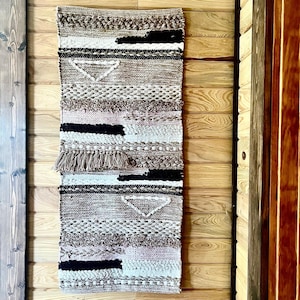 Neutral Woven Wall Hanging Boho Textile Blush Fringe Macrame Style Runner Textured Decor Soft Minimal Home Decor Table Runner 36x15 Wall Art