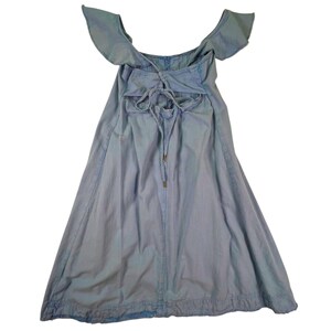 Pilcro Chambray Cotton Linen Midi S Flutter Sleeve Coastal Boho Sundress Anthropologie Summer Dress Cottagecore Vacation Outfit Gift For Her image 4