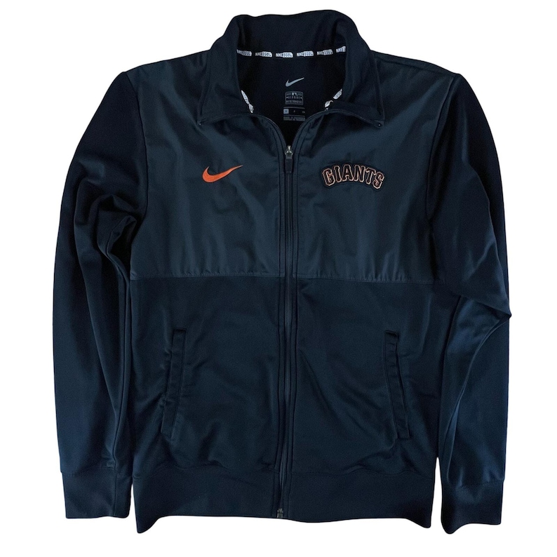 Chaqueta Nike San Francisco Giants con cremallera completa, talla S, negra, auténtica MLB, para calentar béisbol, ropa deportiva para el día del partido, regalo para fanáticos de San Francisco, ropa del equipo. imagen 3