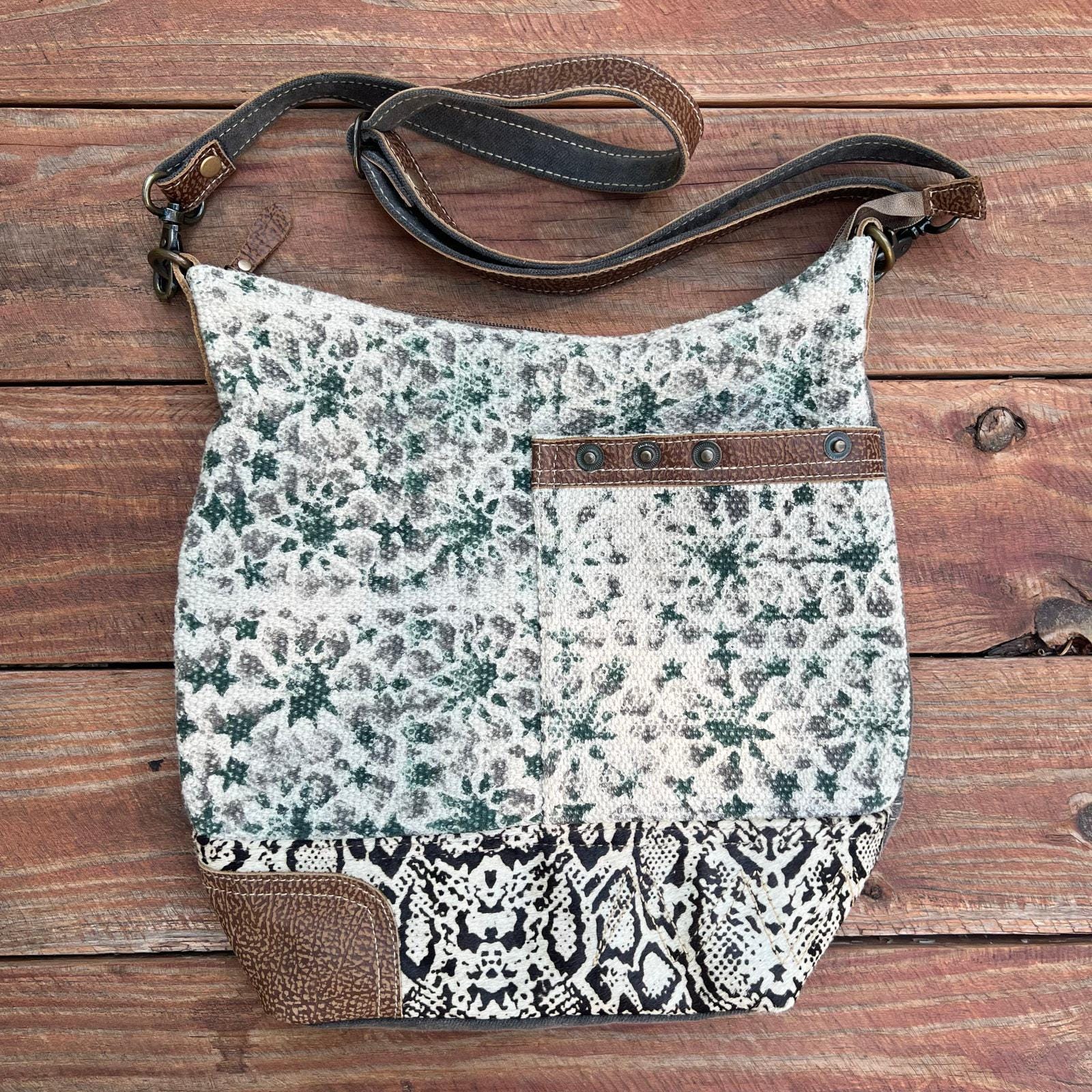 Myra Bag Western Leather Shoulder Bag For Women - Upcycled Canvas Crossbody Bag Vibrant Laces - Product Details