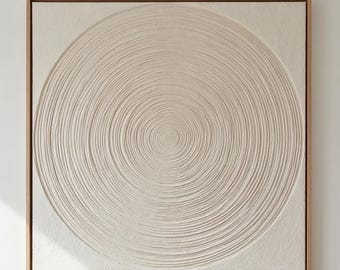 Beige 3D Textured Abstract Canvas Art, Minimalist Japandi Wabi Sabi Wall Decor
