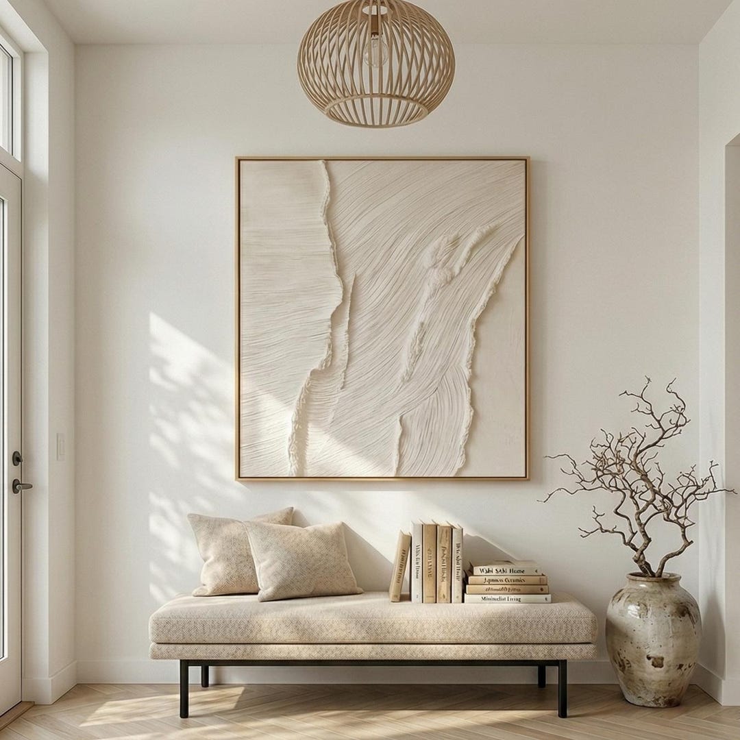Beige Textured Plaster Wall Art, Abstract Wabi Sabi Canvas Decor - Etsy