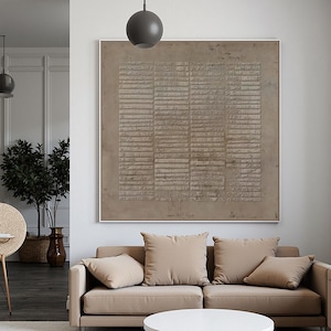 Beige Textured Wall Art, Creamy White Minimalist Abstract Painting, Large Neutral 3D Canvas Art, Modern Living Room Wall Decor