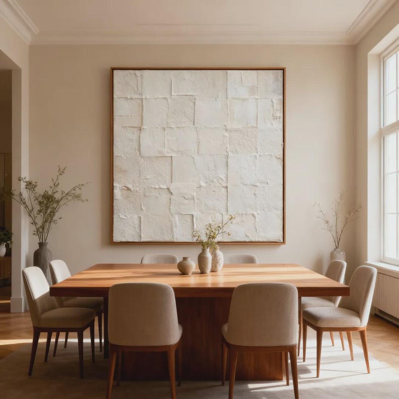Photo inspiration: Texture Wall Art Statements Reference: Neutral Textured Wall Art Modern Abstract Plaster Painting Grid