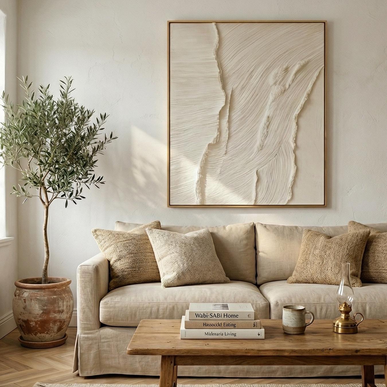 Beige Textured Plaster Wall Art, Abstract Wabi Sabi Canvas Decor - Etsy