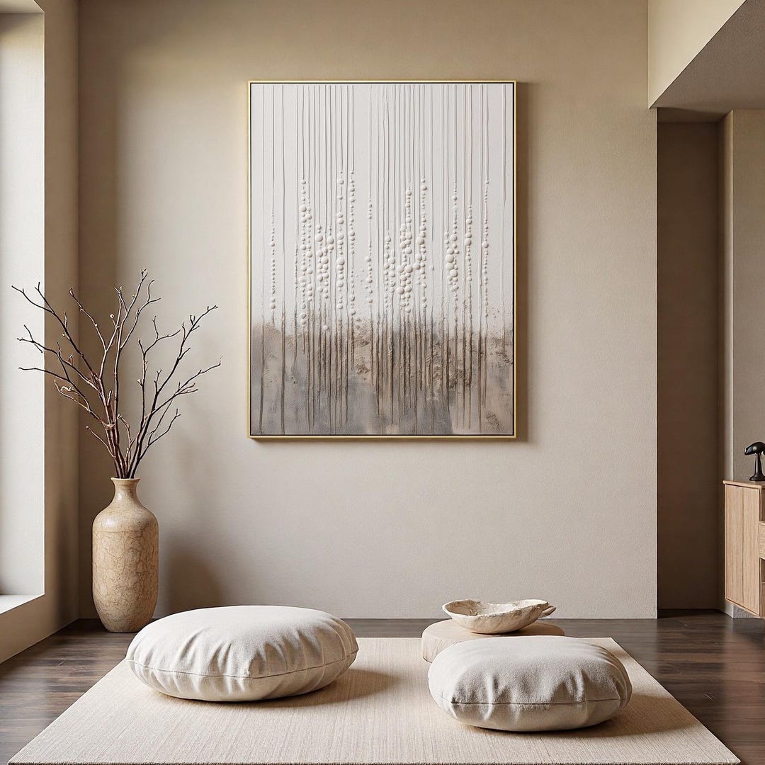 Textured Beige Abstract Oil Painting, Modern Neutral Wall Art - Etsy