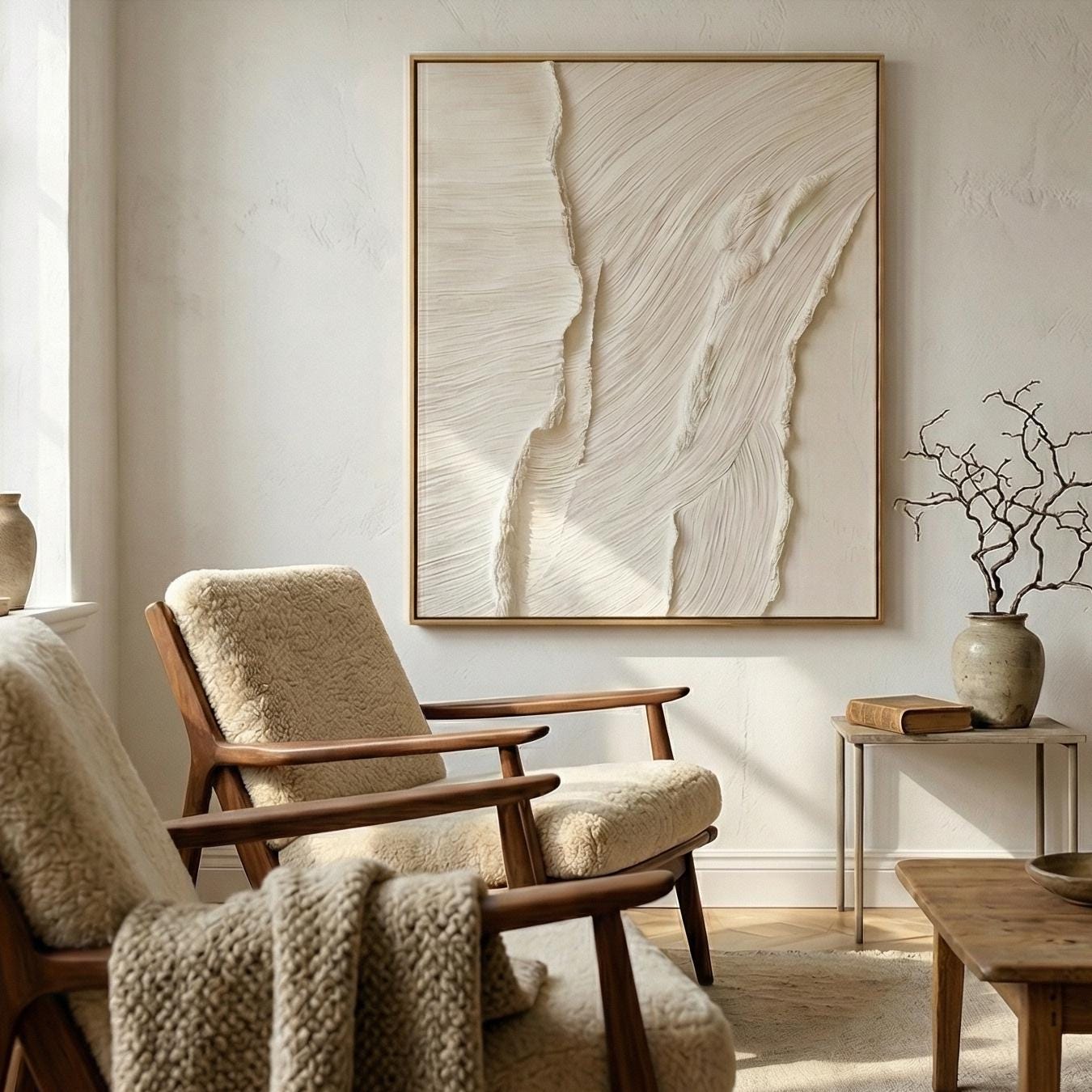 Beige Textured Plaster Wall Art, Abstract Wabi Sabi Canvas Decor - Etsy