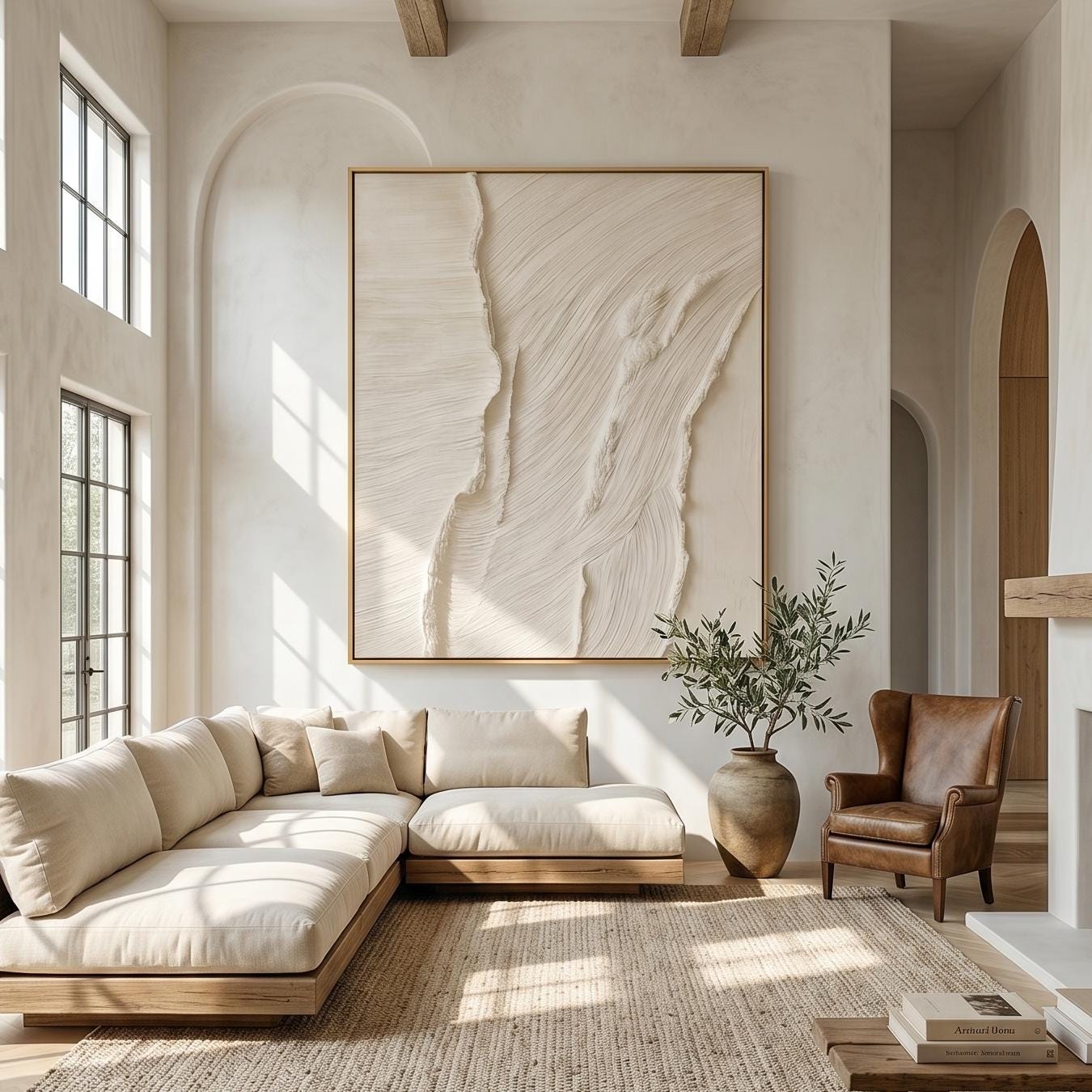 Beige Textured Plaster Wall Art, Abstract Wabi Sabi Canvas Decor - Etsy