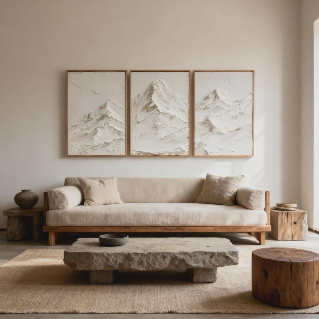 Textured Mountain 3D Wall Art, Minimalist Impasto Landscape - Etsy