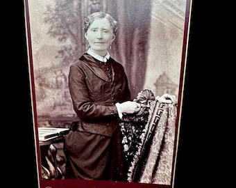 Cabinet Card Photograph Well Dressed Woman Elmer Chickering Boston front and Back mark