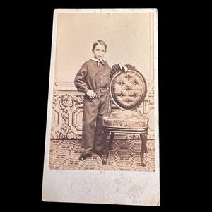 1860's CDV Carte De Visite of Well Posed Young Boy Boston MA Backmark