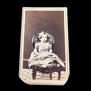 1860's CDV Carte De Visite of a Beautifully Dressed Seated Girl NH Backmark