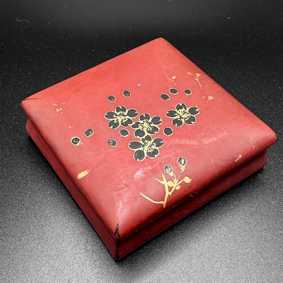 Small Japanese Sakura Red Lacquer Urushi Stamp Box - Etsy