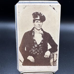 Civil War CDV of Dapper Riverboat Gambler? with Foul Weather Hat and Stellar Vest