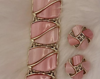 Vintage Moonglow Pink Bracelet and Earrings