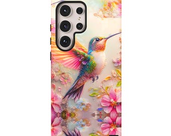 Hummingbird Tough Phone Case for Samsung Galaxy 25, 24, 23, 22, 21 and later , Google Pixel 9,8,7,6,5 and later- Vibrant 3D Artistic Design