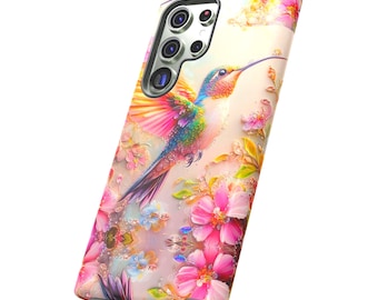 Gebrandschilderd glas Hummingbird-hoesje voor Samsung Galaxy en Google Pixel-3D Bird Art, dubbellaagse bescherming