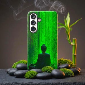 Funda para teléfono Zen Buddha Matrix – Protector espiritual para Android (Samsung y Pixel) - Funda antigolpes de doble capa - Regalo para profesores de yoga