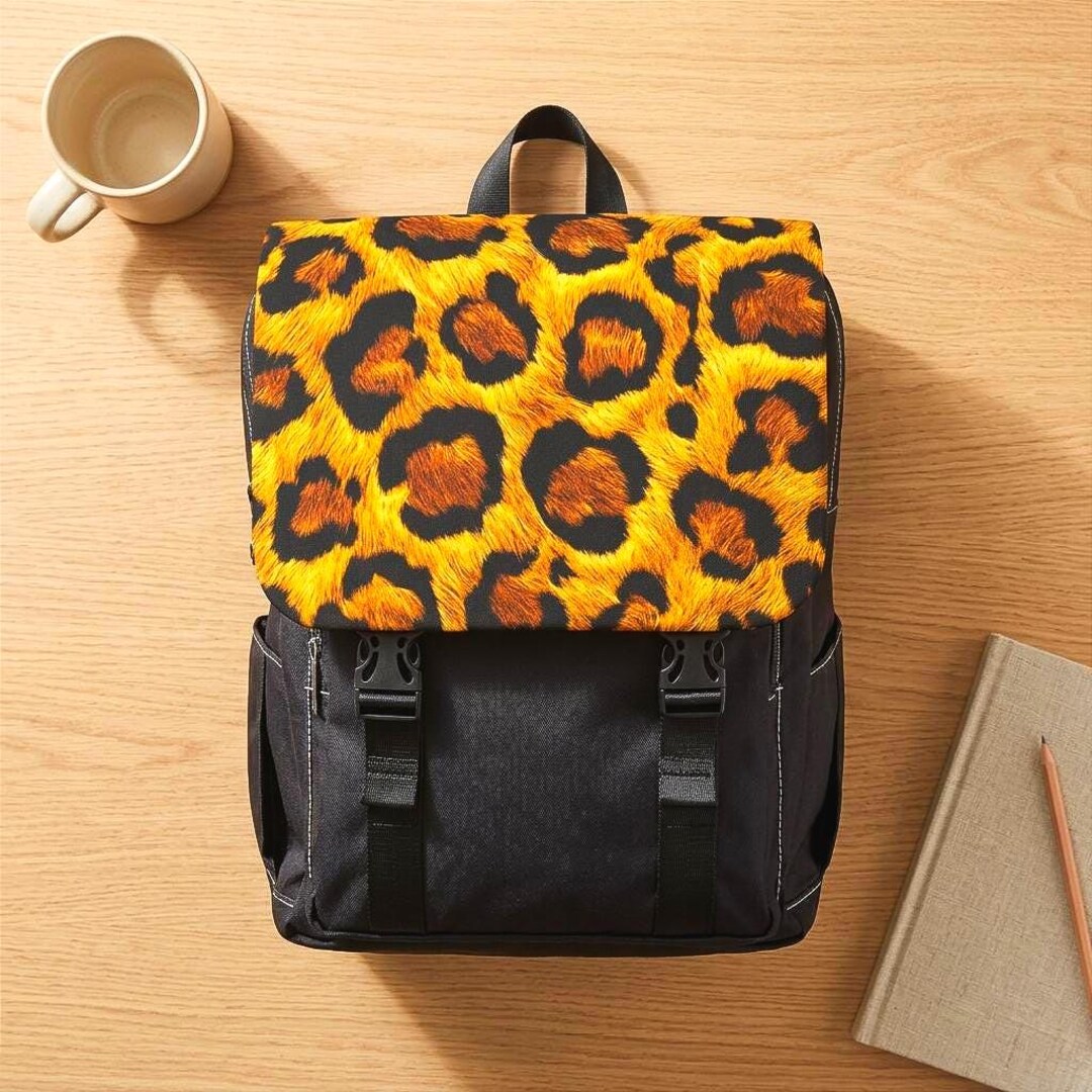Personalized Leopard Print Backpack - Durable Canvas School Bag for ...