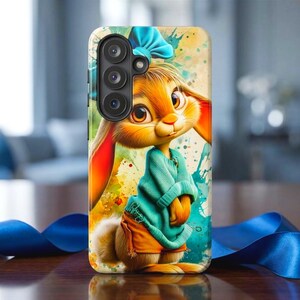 Custom Bunny Tough Phone Case for Samsung S26 S25 Pixel 9 - Premium Aesthetic Gift for Teens & Animal Lovers - Personalized Dual Layer Cover