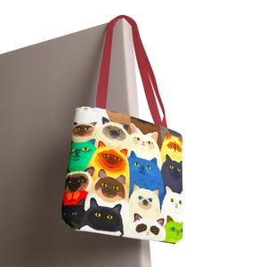 Cat Lover&#39;s Tote Bag-Colorful Custom Tote-Pet Owner&#39;s Tote -Animal Lover Gift-Durable Everyday Use Bag-Cute Shopping Bag-Unique Gift for Her