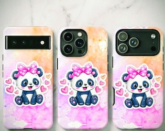 Cute Panda Phone Case Personalized Name Cover for iPhone 16 Pro