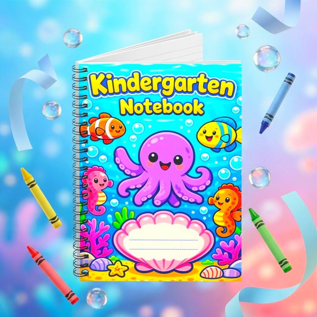 Octopus Notebook Octopus Ocean Notebook for Kids – Kindergarten Ruled Journal, Spiral or ...