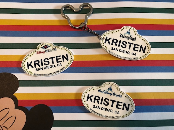 Customized Disney Inspired Name Badges Keychains Magnets Custom Personalized and Adorable Walt Disney World Disneyland Disney Cruise Etsy