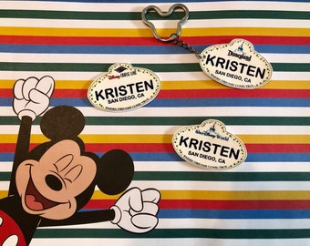 Customized Disney Inspired name badges, keychains, magnets - custom, personalized, and adorable! Walt Disney World Disneyland Disney Cruise