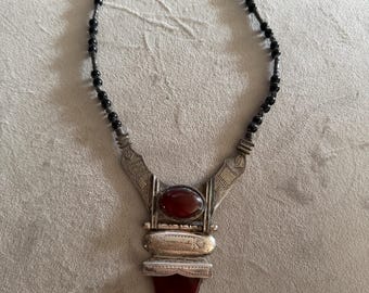 Tuareg Agate Silver Pendant Necklace - Tuareg Necklace - Tuareg Jewelry - Ethnic Jewelry