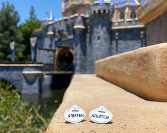 Customized Disney Inspired name badge Earrings! Cast member Disneyland Walt Disney World  - custom, personalized, and adorable!