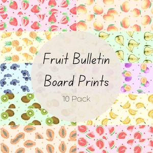 Pastel Fruit Bulletin Wall Border 10 Pack, Teacher Classroom Wall Decor, Classroom Fruit Wall Border Decor