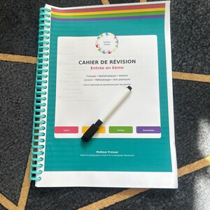 Repetitionsblock för inträde i årskurs 6, laminerat, raderbar penna, A4, franska, matematik, historia, CM2 (förberedelse för mellanstadiet), lektioner, övningar, facitlista