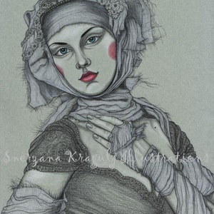 Original Fine Art  Drawing-pencils,ink and graphite ,fashion inspiration