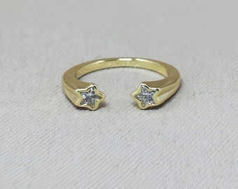 S925 Silver Ring, Shooting Star Open Ring, 14K Gold-Plated Brilliant Cubic Zirconia Ring, Personalized Ring